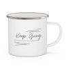 Enamel Camping Mug, Keep Going Don't Give Up - Inspirational Motivation - Black