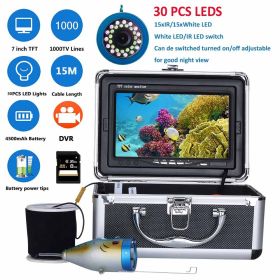 MAOTEWANG 7inch Fishfinder Underwater Fishing Camera Double Lamp 30LEDs 15M 30M 50M Waterproof For ICE/Sea/River Fishing (Color: 15M With DVR)