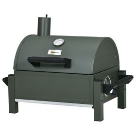 Outsunny Charcoal BBQ Grill with 235 sq.in. Cooking Area, Tabletop Outdoor Barbecue with Ash Catcher and Built-in Thermometer for Patio, Backyard, Cam (Color: As pic)