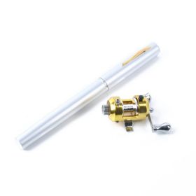 Portable Pocket Telescopic Mini Fishing Pole Pen Shape Folded Fishing Rod With Reel Wheel Hot Sale (Color: White)